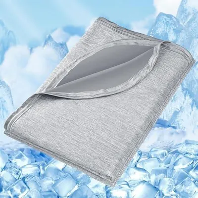 Produktbild von Fuqiduo Kühldecke Selbstkühlende Decke, 2 in 1 Doppelseitige Leichte Sommerdecke, Arc-Chill Q-Max>0.43 Kühlende Decke Cooling Blanket zum Schlafen für Menschen, Grau (150 * 200cm)