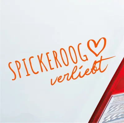 Produktbild von Auto Aufkleber Spickeroog Herz Insel Nordsee Liebe Car 19x6 cm Orange Sticker Heckscheibenaufkleber