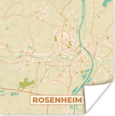 Produktbild von MuchoWow® Poster Rosenheim - Karte - Vintage - Stadtplan 75x75 cm - Wand Dekoration