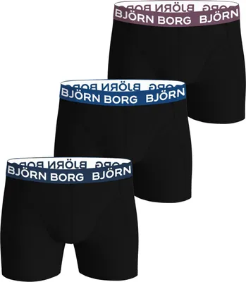 Productafbeelding van Björn Borg - Heren - Boxershorts van katoen-elastaan, 3-pack - Blauw/Paars/Marineblauw/Zwart - Maat XL