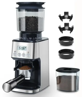 Kaffeemühle, elektrisch, Kegelmahlwerk, 51 Mahlgrade, Edelstahl, Schwarz