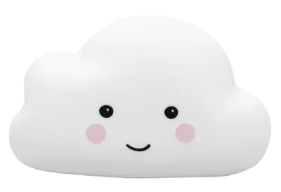A white cloud-shaped night light with a cute face.