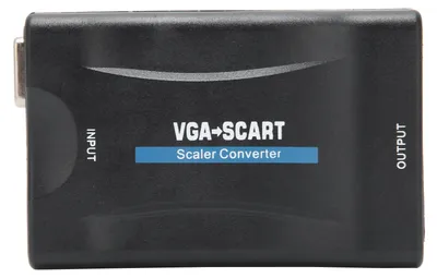 Image de Adaptateur vidéo HD VGA vers SCART, accessoires informatiques avec télécommande et câble de recharge, noir