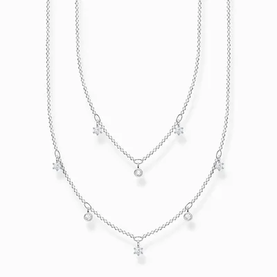 Produktbild von THOMAS SABO Kette "Doppel Weisse Steine" Silber KE2072-051-1