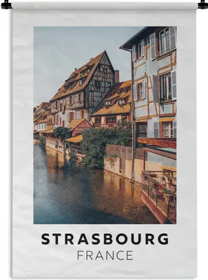 Produktbild von MuchoWow® Wandteppich Wandbehang Frankreich - Wasser - Haus 90x135 cm Tapisserie Dekoration Wandtuch - Baumwolle - Wandskulptur