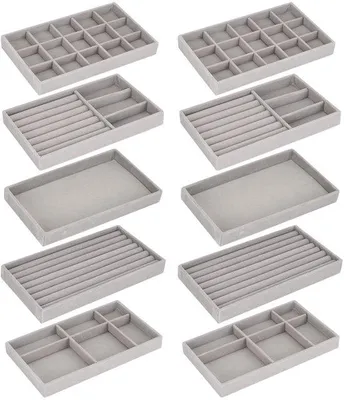 Immagine prodotto di Portagioie grigio - Scaffale impilabile per organizzare e riporre i gioielli.