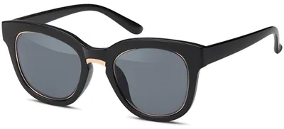 Produktbild von styleBREAKER Damen Nerd Sonnenbrille Oval Retro Flachglas,Schwarz-Gold/Grau
