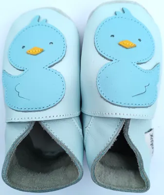 Produktbild von Bobux Kinder Hausschuhe Krabbelschuhe Ente hellblau - Größe M