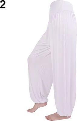 Produktbild von Frauen lange Hosen Bauchtanz Boho Sports Wide Hose Weiss L.