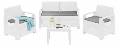 Produktbild von Dmora Set Gartenmöbel Mioglia Weiß, 4 Plätze, ein Tisch