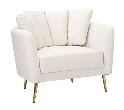Produktbild von KIEV Sessel in Creme, 88 x 77 x 74 cm – Polstersessel mit goldfarbenen Metallbeinen – Glamouröser Stil