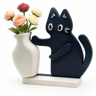 Immagine prodotto di Vaso decorativo a forma di gatto, ideale per fiori e rami