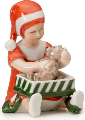 Produktbild von Royal Copenhagen Weihnachten 'Elsa beim Öffnen des Mini-Geschenks - rot'