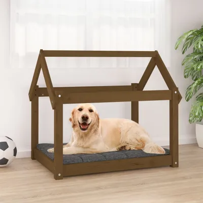 Produktbild von Hundebett Honigbraun 81x60x70 cm Massivholz Kiefer , Hundebetten Design 2024