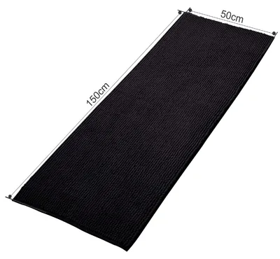 Productafbeelding van Antislip badmat van chenille, 50x150 cm, zwart, voor de badkamer