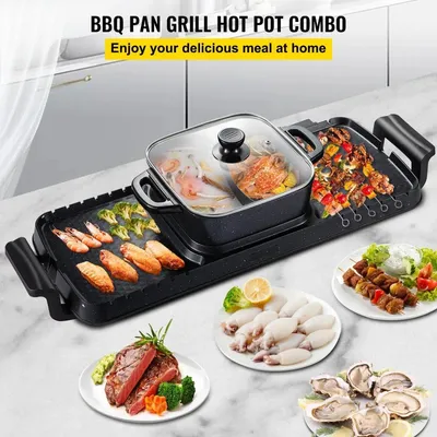 Obrázek produktu pro Gourmetstel - 2 v 1 - Elektrický gril/varná deska - Elektrický gril - Nádoba na vaření - Nepřilnavý povrch