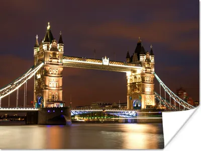 Produktbild von MuchoWow® Poster London - Nacht - Brücke 160x120 cm - Foto Plakat