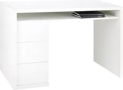 Produktbild von Schreibtisch - Weiß Hochglanz - 110 x 60 cm - 1 Ablagefläche - 3 Schubladen