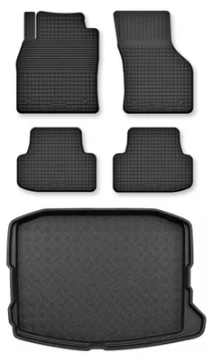 Productafbeelding van Rubberen automatten + kofferbakmat voor Cupra LEON KL 2020-2024 (hatchback) – 5-delig, zwart, op maat – Wielganizator Semi-Universal