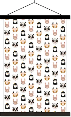 Produktbild von MuchoWow® Textilposter Tiere - Pastell - Muster 60x90 cm mit schwarzem Rahmen - Poster Wohnzimmer
