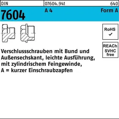 Produktbild von Reyher  Verschlußschrauben DIN 7604 A 4 A M 14 x 1,5 A 4 (10 Stück)