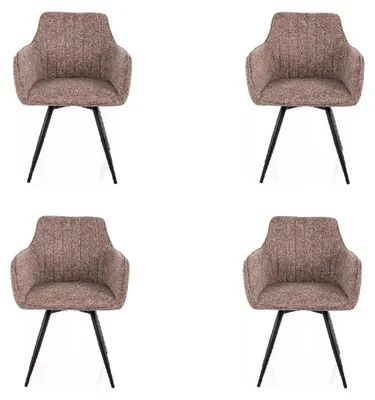 Image de Lot de 4 chaises pivotantes en tissu - Gamme Ballo - Taupe
