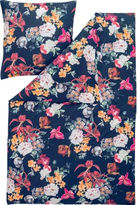 Produktbild von LOESCHEN Estella Atelier Mako-Interlock-Jersey OXANA Bettwäsche-Garnitur Farbe nachtblau Größe 155x220 + 80x80 cm