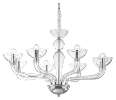 Image de Ideal Lux CASANOVA SP8, 8 ampoules, culot E14, indice de protection IP20, finition transparente