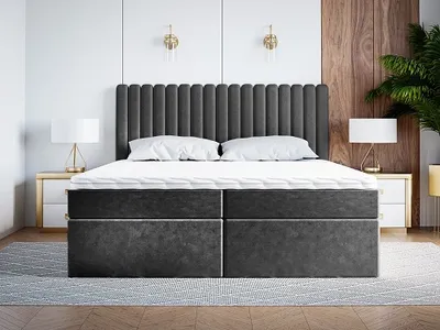 Produktbild von FURMEB24 - STELLA- 140 x 200 cm - Polsterbett mit Bettkasten und Holzrahmen - Doppelbett mit h¶her Kopsttze - Inclusive Topper (Jasmine 27)