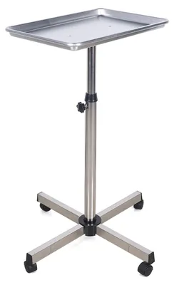 Image de Chariot de coiffeur - Mobile et réglable en hauteur - Argenté