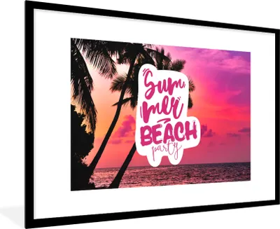 Produktbild von MuchoWow® Gerahmtes Poster Sommer - Strand - Sonnenuntergang - Zitat 90x60 cm - Poster mit Schwarzem Bilderrahmen Wandposter Rahmen Foto Bilder - Wanddekoration - Fotos