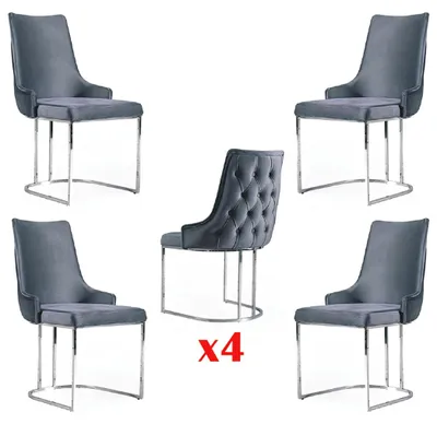 Produktbild von Garnitur 4x Stühle Modern Polster Design Stuhlgruppe Holz Ess Stuhl Zimmer Set