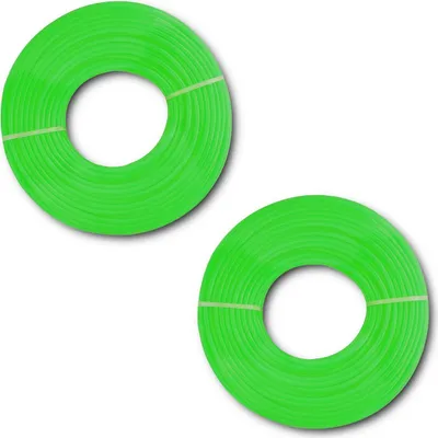 Produktbild von HOOZ 2er Set Trimmerfaden Ø 2,4mm x 15m - Mähfaden in Grün  30m - Trimmerschnur für Rasentrimmerspulen - runder Querschnitt - Universelle Kompatibilität - Signalstarke Farben für Sicherheit - Garten
