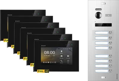 Produktbild von BALTER EVO HD Silber Video Türsprechanlage Set 8 Teilnehmer 8x 7" Monitor Schwarz
