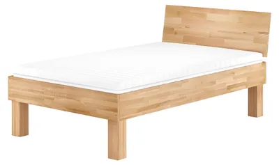 Produktbild von Einzelbett extra stark Buche 120x200 hohes Massivholzbett Seniorenbett Zubehör wählbar V-60.81-12Federholzrahmen und Matratze inkl.