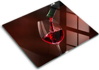 Produktbild von Glasschneideplatte - Herdabdeckplatte - 60x52 - Schneidebrett - Spritzschutz - Ein Glas Wein