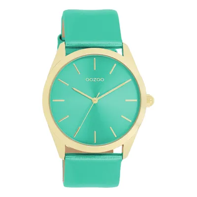 Productafbeelding van Oozoo dameshorloge met leren armband, aquagrondkleurig, analoog, quartz, model UOC11339