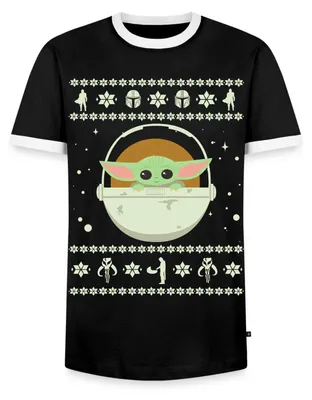 Produktbild von Star Wars: Mandalorian Grogu Weihnachten Männer Kontrast T-Shirt, M, Schwarz/Weiß