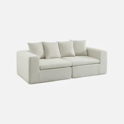 Produktbild von sweeek - Modulares 2-Sitzer Sofa mit Chenille-Bezug - Weiß