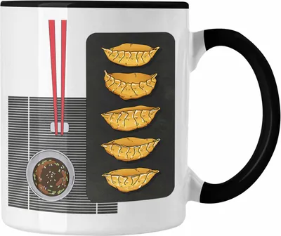 Produktbild von Trendation - Dumpling Tasse Geschenk Gyozas Asiatisch Sushi Liebhaber Geschenkidee Witzige Grafik (Schwarz)