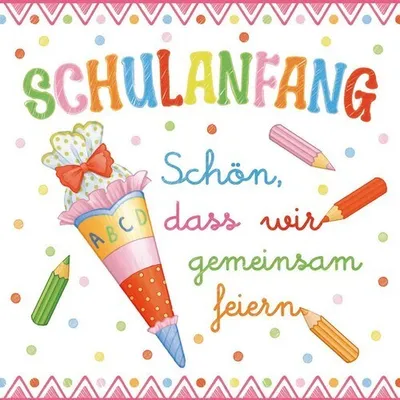 Produktbild von 20 Servietten Schulanfang gemeinsam rosa 33x33cm