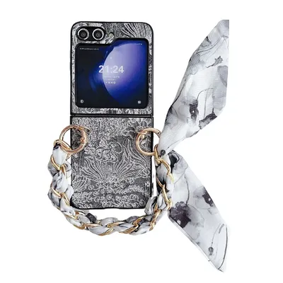 Immagine prodotto di Per Samsung Galaxy Z Flip7 FE / Flip6 5G custodia protettiva con sciarpa e cinturino da polso