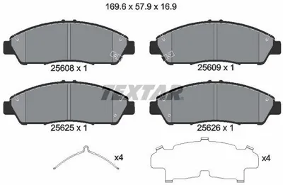 Obrázok produktu pre TEXTAR 2560801 – súprava brzdových doštičiek, predná os, pre vozidlá HONDA PILOT YF3 YF4 a ACURA MDX (YD2)