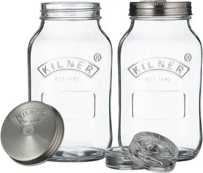 Productafbeelding van Famanu Fermentatiepotten, 2 stuks van 1 liter, met deksel voor fermentatie – ideaal voor het eenvoudig fermenteren van groenten