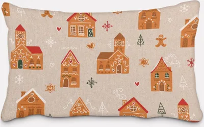 Produktbild von SCHÖNER LEBEN. Kissenhülle Lebkuchenhaus natur weiß div. Größen Größe 60x80cm (HxB) 60x80cm (HxB) Größe