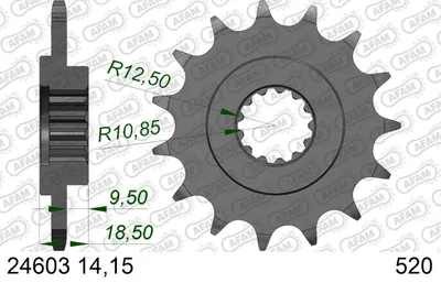Produktbild von AFAM Kettenritzel 24603-15 Vorne Stahl
