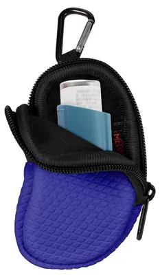 Neopren-Inhalatorhalter mit Karabinerhaken, Blau