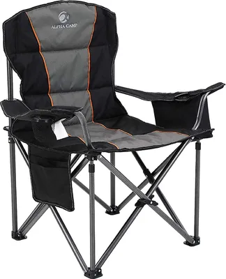 Produktbild von Campingstuhl Faltbar Klappstuhl Gepolstert mit Getränkehaltern Angelstuhl mit Armlehnen bis 200kg Outdoorstuhl Extra Breit Comfort