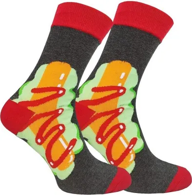 Produktbild von Herren Socken 1 Paar Alltagssocken Lustige Sockenmuster Mixo Hot Dog Gr.43-46