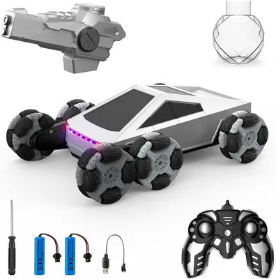 Produktbild von Zimilo 6 Räder RC Stunt Auto ferngesteuert, 2,4 GHz, 360° Stunts, Wasserpistole 90 ml, LED Licht, 40 m Reichweite, Offroad Spielzeug für Kinder